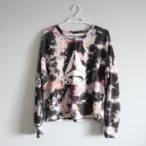 Reebok Women's‎ Sz Lrg Tie Dye All Day Cropped Pullover Activewear Sweater